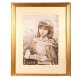 Dorothea and the Roses Gray wash on paper Signed lower right, with a Christopher Wood, London galler