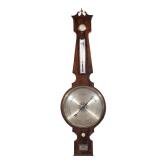 LOT 187 | LARGE ENGLISH ROSEWOOD BANJO BAROMETER | Circa 1860, with engraved silvered dials and name