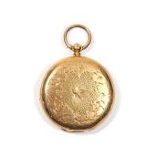 LOT 205 | 18K GOLD PERRENOUD LOCLE POCKET WATCH | Yellow gold case engraved with empty crest within 