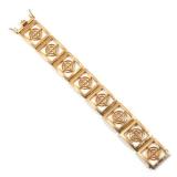 Designed as eight 14k yellow gold panels with bullseye design, stamped "AGA"; 7-1/4 in., 54.3g
