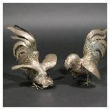 LOT 241 | PAIR SILVER FIGHTING ROOSTERS | "800" silver; together 34 ozt
