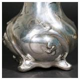 Art nouveau, hand hammered and engraved en repousse with blooming flowers and vines, 32.0 ozt; marke