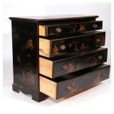 Having four full-width drawers over a sculpted apron, with allover chinoiserie decoration h. 36 w. 4