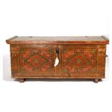 LOT 296 | SCANDINAVIAN PROVINCIAL DOWRY CHEST, 1826 | Polychromed, with a hinged lid h. 25 w. 57 d. 