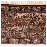 China, 20th century, silk pile and foundation, in the Persian style with a pictorial design showing 