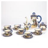 LOT 312 | (15PC) HENRIOT QUIMPER DECOR RICHE COFFEE SERVICE | Comprising a coffee pot (h. 10 x w. 10
