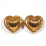 LOT 350 | PAIR 18K ITALIAN HEART-FORM EARRINGS | Stamped 750 and 18kt, marked with a clover within a