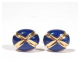 18k yellow gold, each with four enameled lobes, marked "Tinelli" and "18kt" and with Italian hallmar