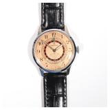 Unusual roulette wheel dial with Roman numeral markers, sword hands, sub seconds dial, steel case (d