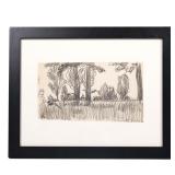 LOT 383 | OSCAR BLUEMNER (AMERICAN, 1867-1938) | View at Edgewater, New Jersey Black crayon on paper