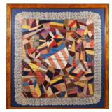 LOT 406 | ABSTRACT AMERICAN FLAG SHIELD QUILT | Late 19th / early 20th century, designed as an assor