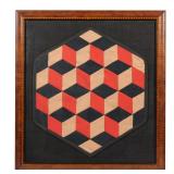 LOT 408 | late 19th century, Lancaster, PA, an hexagonal decorative quilt fragment. h. 16-1/2 w. 14-