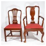 19th century, including a set of six Hepplewhite side chairs with shaped crests, pierced splats, and