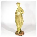 LOT 424 | ANTIQUE LIMSTONE CARVED GARDEN SCULPTURE | Classical maiden wearing diaphanous dress with 