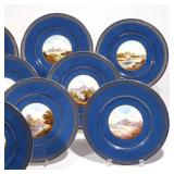 Each painted with a different castle painted by A. Holland within a gilt rim and gilt double Greek k