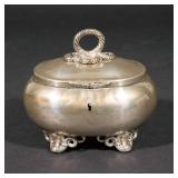 LOT 481 | SILVER ETROG [SUGAR BOX] | Hinged lid with a twisted rope form handle, stamped 750 h. 5-1/