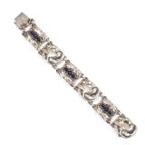 LOT 486 | GEORG JENSEN SAPPHIRE & STERLING DOVE BRACELET | Designed as six alternating links; three 