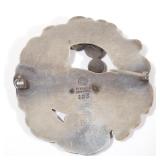 Each designed as a dove within a wreath and mounting three sapphire cabochons, marked with Jensen ha