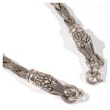 Sterling silver, signed and dated 1993, hallmarked with a moon and star, designed as four twisted wo