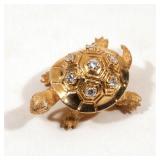 LOT 494 | DANFRERE DIAMOND & 14K GOLD TURTLE BROOCH | Signed "DANFRERE" and stamped 14K, having 7 di
