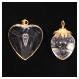 LOT 507 | (2PC) STEUBEN GLASS & 18K GOLD ORNAMENTS | Including a strawberry-form crystal glass ornam