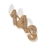 A.G.A. CORREA "1-4-3" DIAMOND & 18K PIN | 1-4-3 or "I Love You," having diamonds set in 18k gold, ma