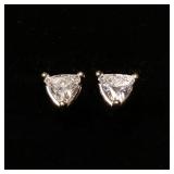 LOT 608  | PAIR TRILLIANT CUT DIAMOND EARRINGS | Each approx. 0.30 ct, color estimated between F-H, 