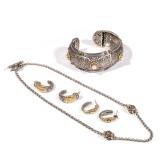 LOT 619 | (6PC) KONSTANTINO 18K & STERLING JEWELRY | Each sterling silver with 18k yellow gold, incl