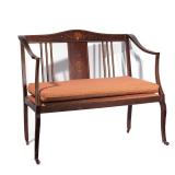 LOT 689 | INLAID ANTIQUE SETTEE | the crest rail and central splat with shell and scroll inlaid in c