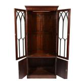 Lot 481  |  GOTHIC REVIVAL MAHOGANY BOOKCASE  |  Early 20th century, lacking shelves h. 71-1/2 w. 32