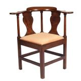 Lot 482  |  GEORGE III MAHOGANY CORNER CHAIR  |  Late 18th / early 19th century, with removable upho