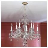 Lot 547  |  CUT GLASS CHANDELIER  |  Eight light chandelier, with crystal drops