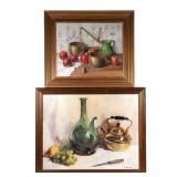 Lot 585  |  (2PC) STILL LIFE PAINTINGS  |  Tabletop still-life Oil on canvas Including a still-life 