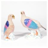 Lot 595  |  (2PC) HEREND PORCELAIN BIRD FIGURES  |  20th century, including a figure of a parrot and