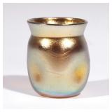 Lot 603  |  LOUIS COMFORT TIFFANY FAVRILE TOOTH PICK HOLDER  |  Gold art glass toothpick holder with