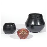 Lot 607  |  (3PC) SOUTHWEST AMERICAN POTTERY  |  Including two blackware bowls by Florence Naranjo, 