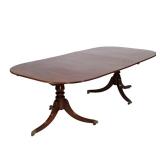 Lot 613  |  SHERATON MAHOGANY DOUBLE PEDESTAL DINING TABLE  |  19th century, solid mahogany top with