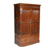 Lot 621  |  CHINESE REEDED WARDROBEOF SMALL SIZE  |  Two part construction, the top section with two
