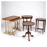 Lot 623  |  (4PC) MISC. END TABLES  |  20th century, including a Chinoiserie lacquer tiered oval tab