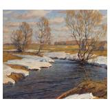 Lot 9  |  VLADIMIR NIKOLAEVICH FEDOROVICH (1871-1921)  |  Winter thaw, 1919 Oil on panel Signed in C