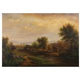 Lot 26  |  LATE 20TH C. HUDSON RIVER SCHOOL-STYLE PAINTING  |  Mountainous landscape Oil on canvas E