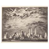 Lot 50  |  LOUIS LOZOWICK (RUSSIAN-AMERICAN, 1892-1973)  |  Storm Over Manhattan Lithograph Edition 