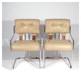 Lot 62  |  PAIR GUIDO FALESCHINI "TUCROMA" ARMCHAIRS  |  Mid-20th century, taupe leather tufted seat