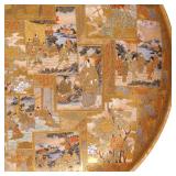 decorated with numerous figural scenes in overlapping rectangular reserves, marked Satsuma under Shi