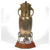 Lot 80 |  MEIJI JAPANESE MIXED METAL VASE  |  Mixed metal footed vase with double handles, decorated