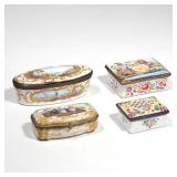Lot 127  |  (4PC) MEISSEN, STAFFORDSHIRE, & FRENCH BOXES  |  Including a Meissen porcelain stamp box