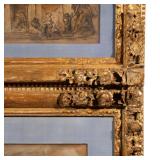 frames, decorated with flowers and vines, insert measures 12-1/2 x 18 in.; both with reproduction pr