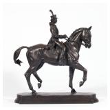 Lot 134  |  JAMES LESLIE (AMERICAN, 20TH/21ST CENTURY)  |  Equestrian Bronze Showing a horse and rid