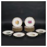 Lot 138  |  (23PC) PARISIAN HAND-PAINTED DESSERT PLATES  |  Set of 19 dessert plates with flowers an