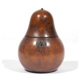 Lot 141  |  ENGLISH PEAR-SHAPED FRUITWOOD TEA CADDY  |  Late 18th / early 19th century h. 5-1/2 in.